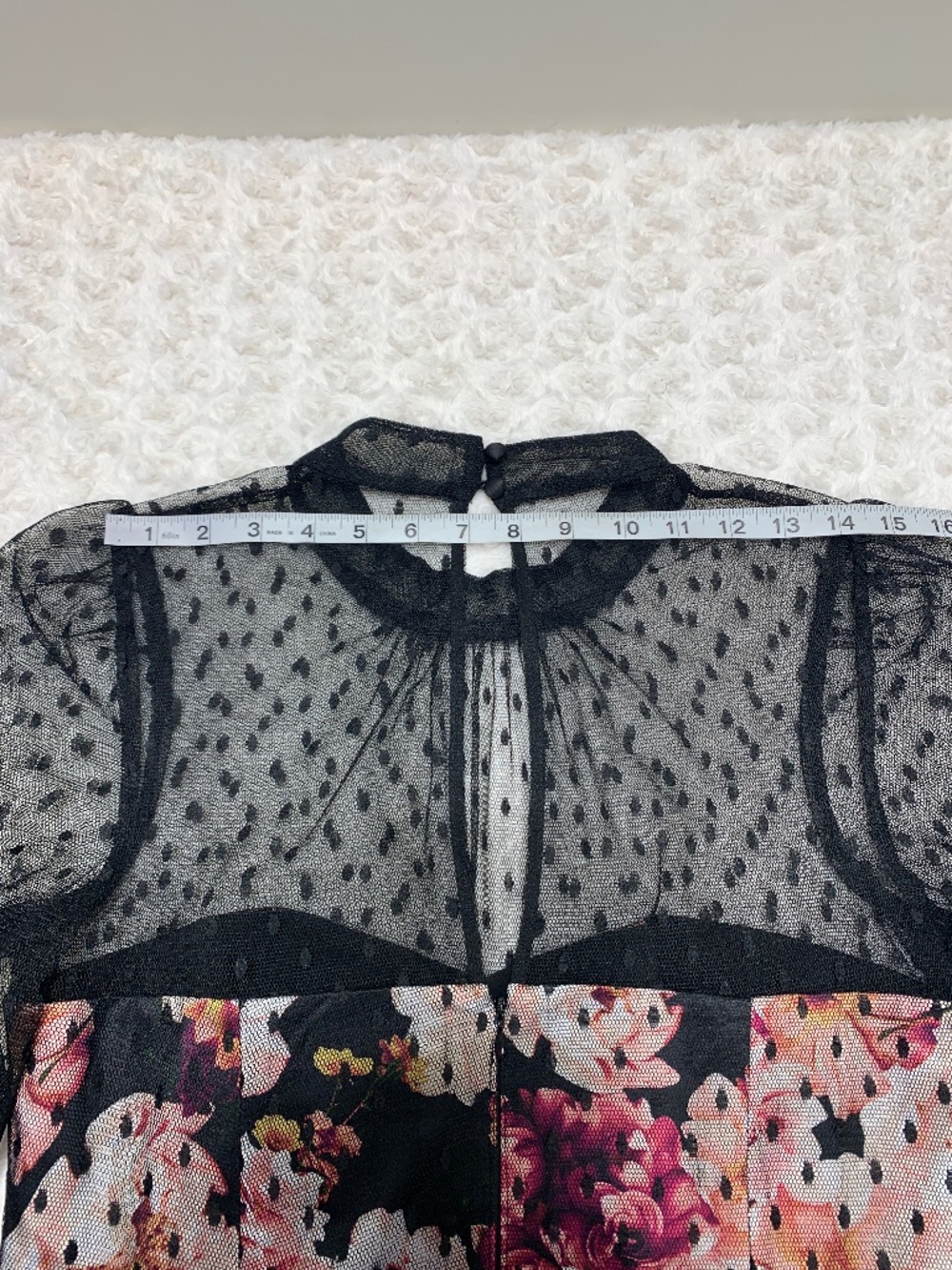 Eliza J Black Floral Tulle Illusion Dress Sz 12 - Picture 14 of 15